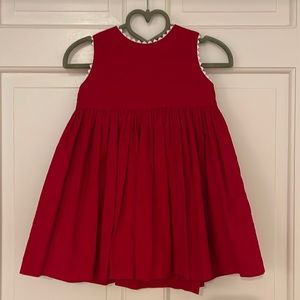Bella Bliss red corduroy with white ric rac button back dress
